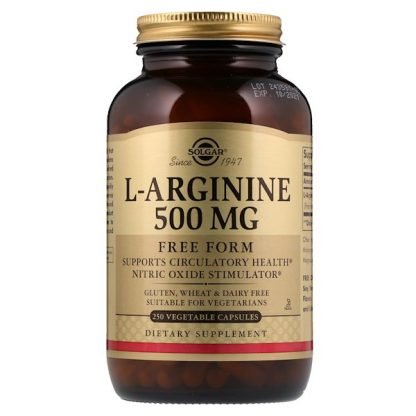 Solgar, L-Arginine, Free Form, 500 mg, 250 Vegetable Capsules