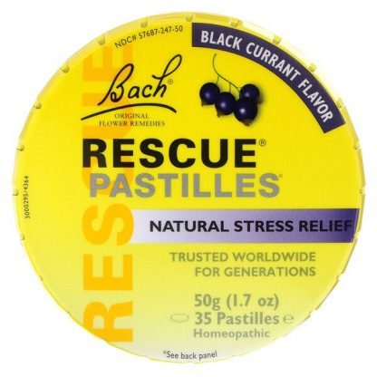 Bach, Original Flower Remedies, Rescue Pastilles, Natural Stress Relief, Black Currant Flavor, 1.7 oz (50 g) Pastilles