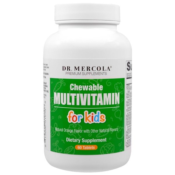 Dr. Mercola, 子供用マルチビタミン、フルーツ味チュワブル、 60錠