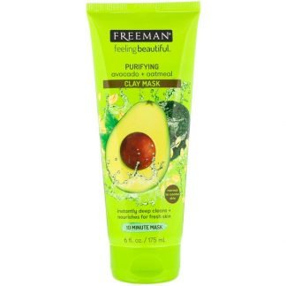 Freeman Beauty, フィーリングビューティフル、浄化クレイマスク、アボカド + オートミール、6 fl oz (175 ml)