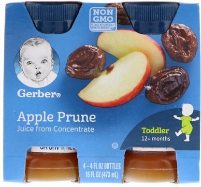 Gerber, Apple Prune Juice, 12+ Months, 4 Pack, 16 fl oz (473 ml) (Discontinued Item)