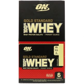 Optimum Nutrition, ゴールドスタンダード100％ホエー、バニラアイスクリーム、6袋、各1.09 oz (31 g)