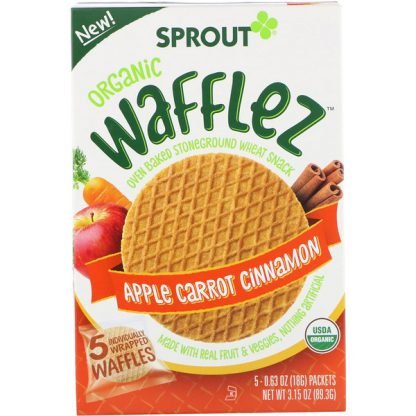 Sprout Organic, Wafflez、リンゴ人参シナモン、5袋入り、18g