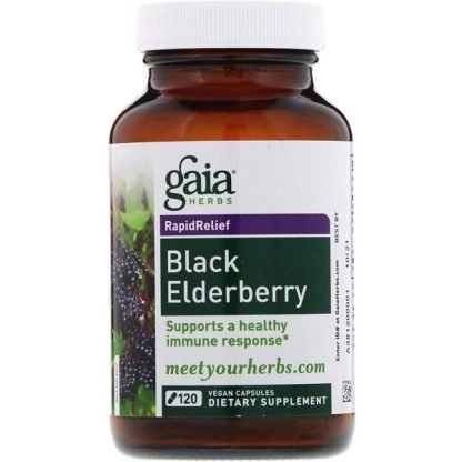 Gaia Herbs, ブラックエルダーベリー、植物性カプセル120粒