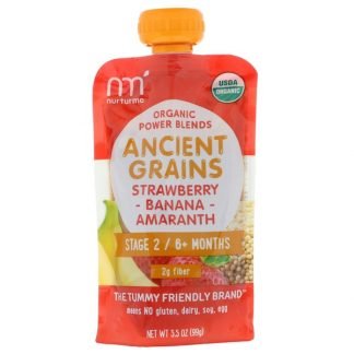 NurturMe, Organic Power Blends, Ancient Grains, Stage 2/6+ Months, Strawberry, Banana, Amaranth, 3.5 oz (99 g)