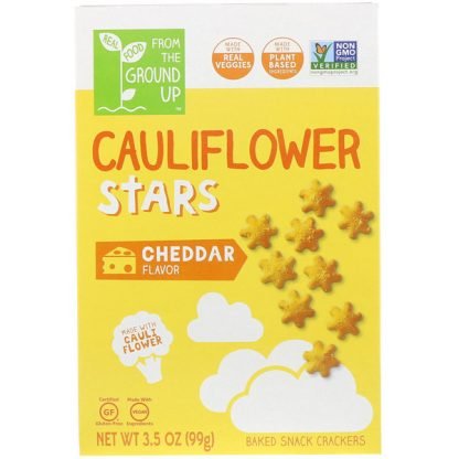 From The Ground Up, Cauliflower Stars, Baked Snack Crackers, Cheddar, 3.5 oz (99 g) (Discontinued Item)