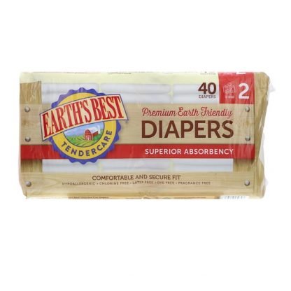 Earth's Best, テンダーケア、地球に優しい高品質、乳幼児用おむつ、サイズ2、体重5〜8kg, 40枚