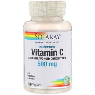 Solaray, ビオフラボノイド濃縮物入り緩衝型ビタミンC、500mg、植物性カプセル100粒