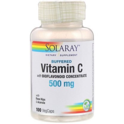 Solaray, ビオフラボノイド濃縮物入り緩衝型ビタミンC、500mg、植物性カプセル100粒
