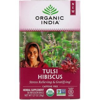 Organic India, Tulsi Hibiscus, Caffeine Free, 18 Infusion Bags, 1.27 oz (36 g)