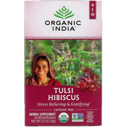 Organic India, Tulsi Hibiscus, Caffeine Free, 18 Infusion Bags, 1.27 oz (36 g)