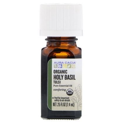 Aura Cacia, Pure Essential Oil, Organic Holy Basil Tulsi, .25 fl oz (7.4 ml)