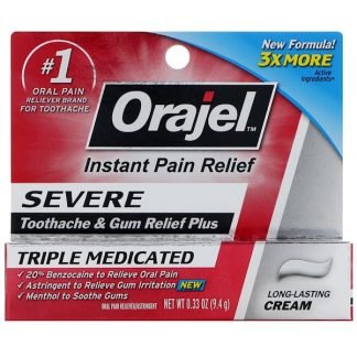 Orajel, Severe, Toothache and Gum Relief Plus, Long-Lasting Cream, 0.33 oz (9.4 g)