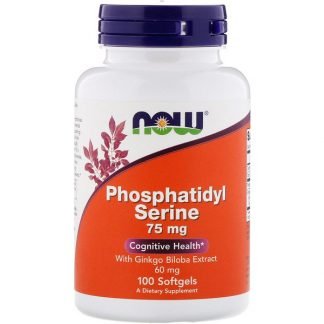 Now Foods, イチョウエキス入りホスファチジルセリン、75 mg、ソフトジェル100粒