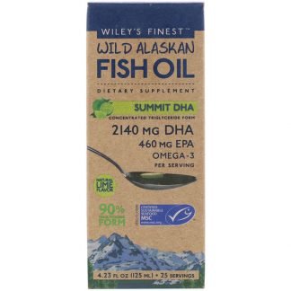 Wiley's Finest, ワイルドアラスカフィッシュオイル、サミットDHA、天然ライム味、125ml