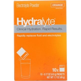 Hydralyte, Clinical Hydration, Electrolyte Powder, Orange, 10 packets 0.17 oz (4.9 g) Each