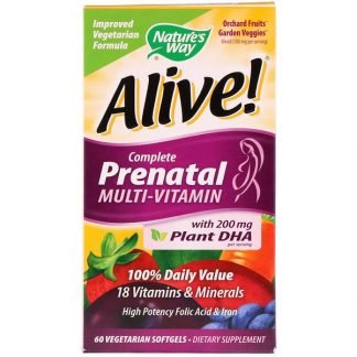 Nature's Way, Alive! 出産前完全マルチビタミン、60ベジタリアンソフトジェル