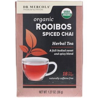 Dr. Mercola, オーガニック ルイボス スパイス チャイ、ハーブティー、ティーバッグ18袋、1.27 oz (36 g)