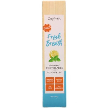 Oxyfresh, フレッシュな息、酸素と亜鉛配合レモンミントトゥースペースト、5オンス (142 g)