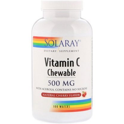 Solaray, ビタミンC チュアブル、天然チェリーフレーバー、500 mg、ウエハース 100枚