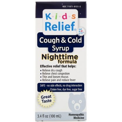 Homeolab USA, Kids Relief, Cough & Cold Syrup, Nighttime Formula, 3.4 fl oz (100 ml)