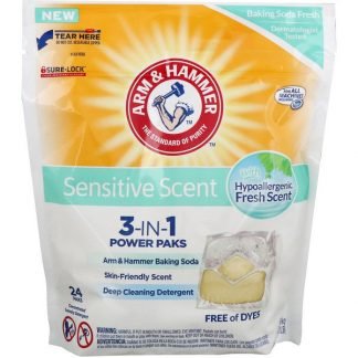 Arm & Hammer, 敏感肌用3-イン-1パウダーパック洗濯用洗剤、フレッシュな香り、24パック