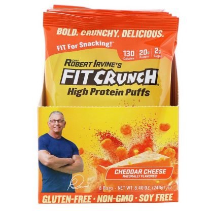 FITCRUNCH, High Protein Puffs, Cheddar Cheese, 8 Bags, 1.05 oz (30 g) Each