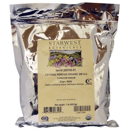 Starwest Botanicals, オーガニック赤唐辛子（カイエン）粉末（Organic Cayenne Powder）35K H.U., 1ポンド（453.6 g）