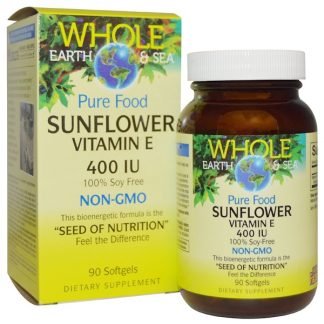 Natural Factors, ホールアース&シー、 ヒマワリ  ビタミン E、 400 IU、 ソフトジェル90粒 (Discontinued Item)