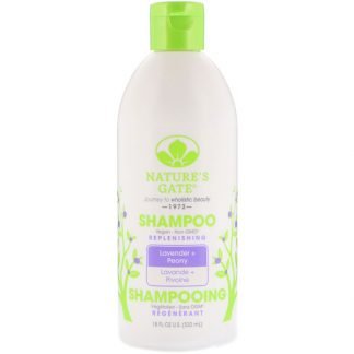 Nature's Gate, シャンプー、補充、ラベンダー＋牡丹、18 fl oz (532 ml)