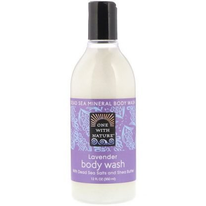 One with Nature, ラベンダー ボディ ウォッシュ デッドシー（死海）の塩とシアバター配合、 12 fl oz (350 ml)