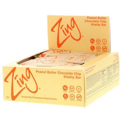 Zing Bars, Vitality Bar, Peanut Butter Chocolate Chip, 12 Bars, 1.76 oz (50 g) Each