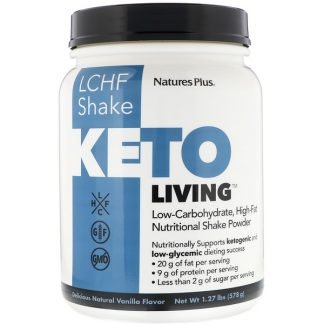Nature's Plus, KetoLiving、LCHFシェイク、デリシャス ナチュラル バニラ フレーバー、1.27 lb (578 g)