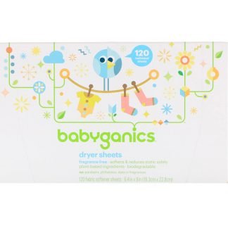 BabyGanics, 乾燥機シート、無香、柔軟剤シート120枚 (Discontinued Item)