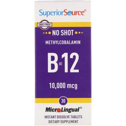 Superior Source, メチルコバラミン B12 5000 mcg、B-6 & 葉酸 800 mcg 、60 錠
