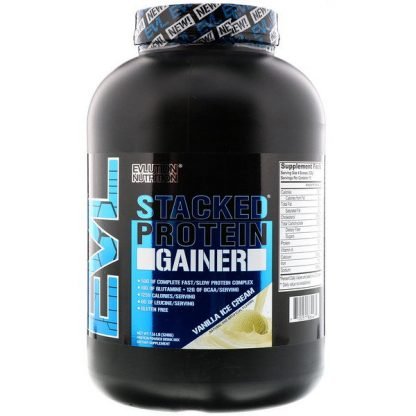 EVLution Nutrition, Stacked Protein Gainer,  Vanilla Ice Cream, 7.16 lb (3248 g)