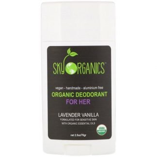 Sky Organics, 女性用オーガニックデオドラント、ラベンダー バニラ、2.5 oz (70 g) (Discontinued Item)