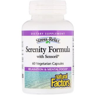 Natural Factors, Stress-Relax®（ストレス - リラックス）、Serenity Formula with Sensoril®（センソリル配合、静穏のためのフォーミュラ）、60べジカプセル