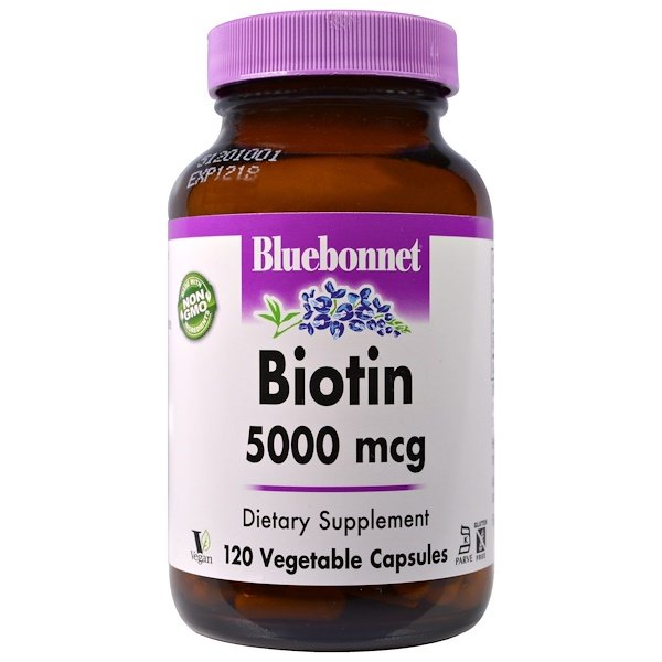Bluebonnet Nutrition, ビオチン、5,000 mcg、120ベジキャップ