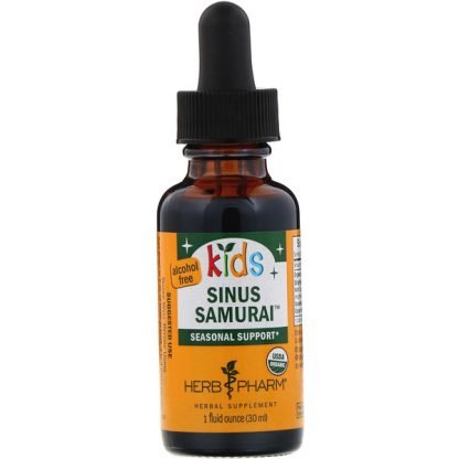 Herb Pharm, キッズ・サイナスサムライ、アルコールフリー、1 液体オンス（30 ml）
