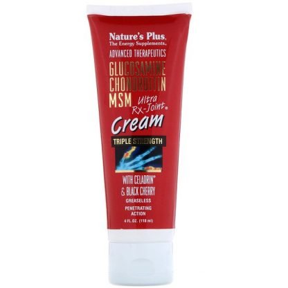 Nature's Plus, アドバンスト・セラピューティック、グルコサミン・コンドロイチン MSM、 ウルトラ Rx-ジョイント クリーム、4 液量オンス (118 ml)
