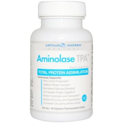 Arthur Andrew Medical, アミノレーゼ TPA、タンパク質の総合的吸収、250 mg、30カプセル