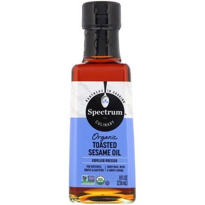 Spectrum Culinary, Organic Toasted Sesame Oil, Expeller Pressed, Unrefined, 8 fl oz (236 ml)