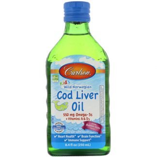 Carlson Labs, 子供用、ノルウェー産タラ肝オイル、バブルガム風味、250ml（8.4fl oz）