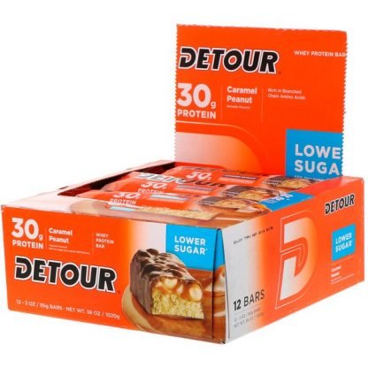Detour, 乳清タンパク質バー, キャラメルピーナッツ, 12バー, 各3オンス (85 g)