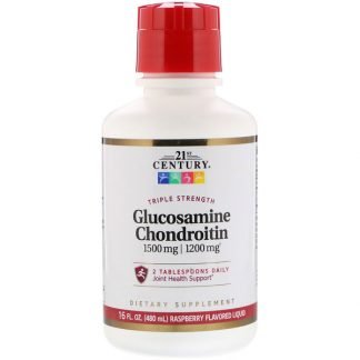 21st Century, Triple Strength Liquid Glucosamine Chondroitin, Raspberry Flavor, 16 fl oz (480 ml)