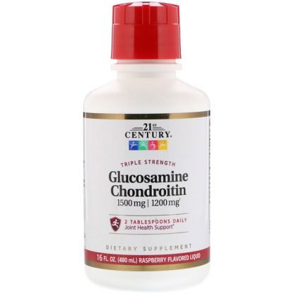 21st Century, Triple Strength Liquid Glucosamine Chondroitin, Raspberry Flavor, 16 fl oz (480 ml)