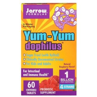 Jarrow Formulas, Yum-Yum Dophilus, ナチュラルラズベリー味, チュワブル錠剤 60錠 (Ice)