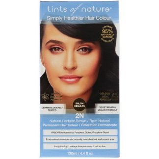 Tints of Nature, パーマネントヘアカラー、ナチュラルダークブラウン、2N、4.4液体オンス（130 ml）