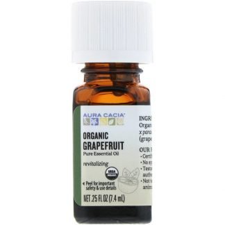 Aura Cacia, オーガニック、 グレープフルーツ、 0.25 fl oz (7.4 ml)